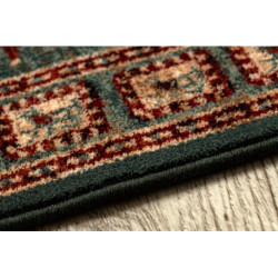 Dywan wełniany KASHQAI 4301 401 orientalny, ramka zielony / terakota 67x130cm