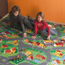 Dywan Dla Dzieci Mata Dziecięcy Uliczki Little Village Drogi Ulice 100x100 Dywan Dla Dzieci Mata Dziecięcy Uliczki Little Village Drogi Ulice 100x100