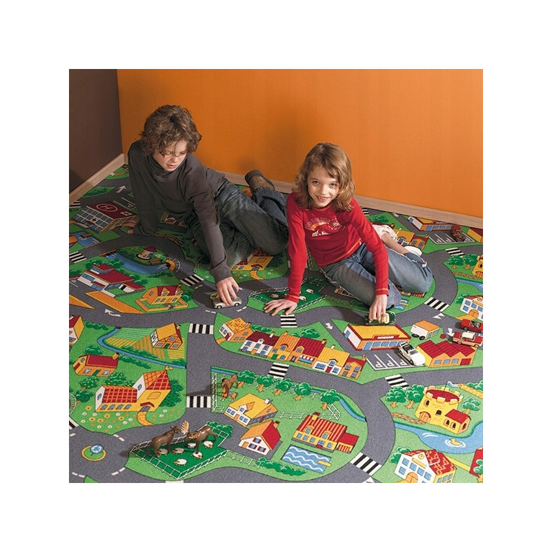 Dywan Dla Dzieci Mata Dziecięcy Uliczki Little Village Drogi Ulice 100x100 Dywan Dla Dzieci Mata Dziecięcy Uliczki Little Village Drogi Ulice 100x100