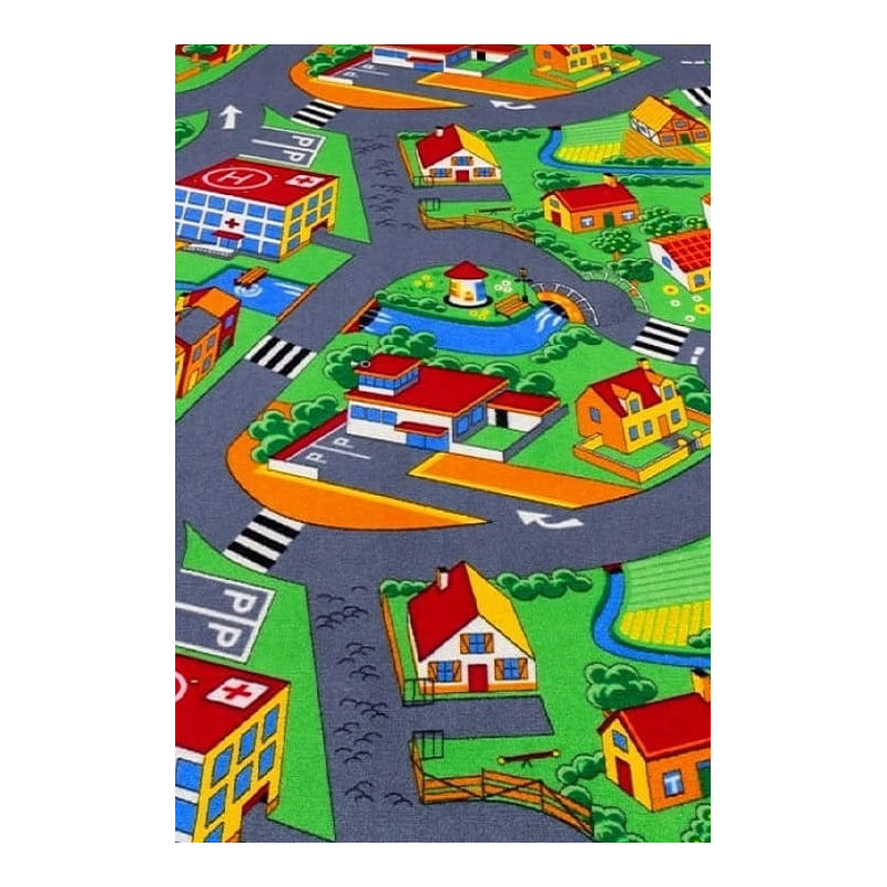 Dywan Dla Dzieci Mata Dziecięcy Uliczki Little Village Drogi Ulice 100x150 Dywan Dla Dzieci Mata Dziecięcy Uliczki Little Village Drogi Ulice 100x150