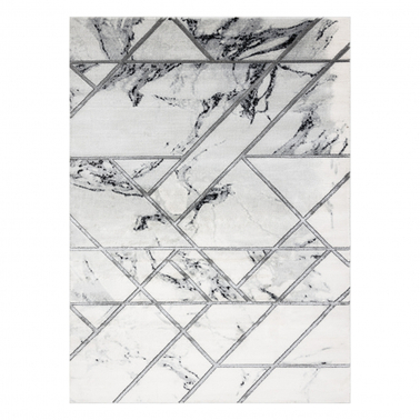 Dywan EMERALD ekskluzywny 0085 glamour, stylowy marmur, geometryczny biały / srebrny  120x170cm